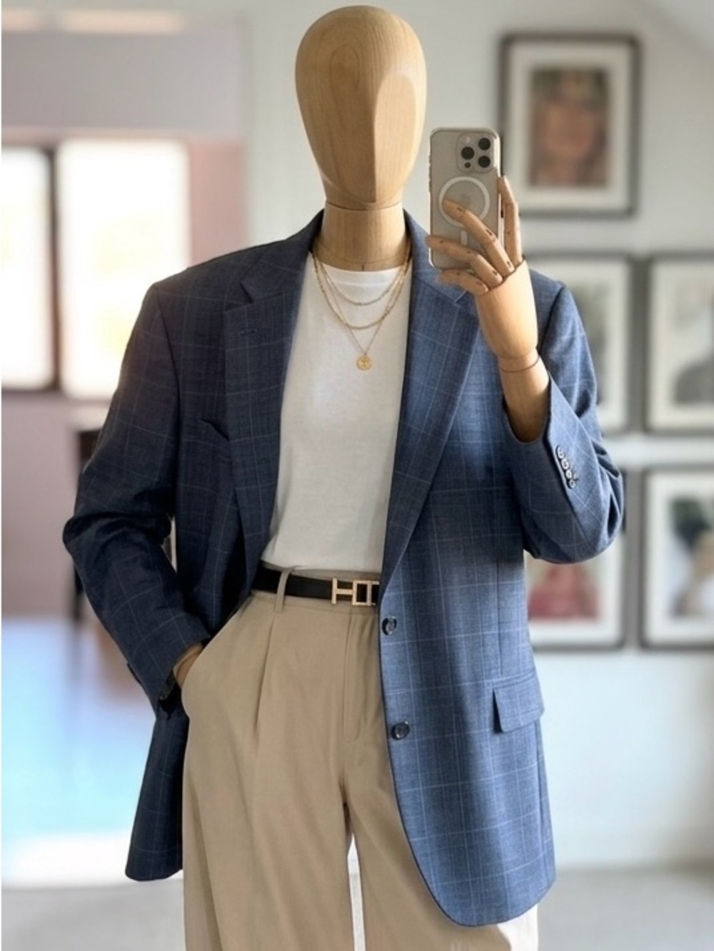 🏷️ ✨ Calvin Klein Wool-Blend Plaid Blazer / Suit Jacket – 44S ✨